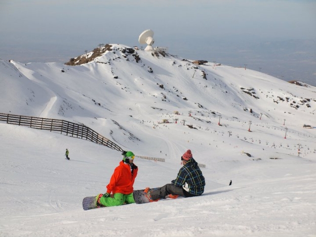 descanso en la sesion de snowboard